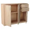 A light wood-colored sideboard with three doors and two drawers, shown against a white background. Produktbild-Vorschau