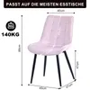 A pink chair with dimensions and weight capacity indicated by text and lines. Voir les images du produit
