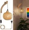 Holz Innen Wandleuchte, Vintage Wandlampe, Retro Bambus Produktbild-Vorschau 4