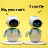 Two small robots are positioned on white circular bases against a yellow background. Text bubbles are above each robot. Náhled obrázku produktu