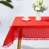 Gartentischdecke mit Fransen Rot Eckig 130x220cm Tischdecke Produktbild-Vorschau 4