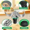 A close-up of a food processor blade with callouts highlighting its features and dimensions. Produktbild-Vorschau