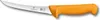 A close-up, studio shot of a single kitchen knife with an orange handle against a white background. Voir les images du produit