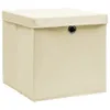 vidaXL Scatole con coperchio 4 pezzi 28x28x28 cm Crema Anteprima dell’immagine prodotto 2