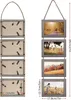 Two hanging collage photo frames, one showing the back with clips, the other showing photos. Dimensions are provided. Produktbild-Vorschau