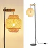 "ANJA" Lampadaire en bois et osier avec abat-jour en Voir les images du produit 1
