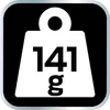 A graphic representation of a weight with the number 141 and the letter 'g' below it, set against a black background with a rounded border. Podgląd zdjęcia produktu