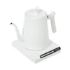 A white electric kettle with a gooseneck spout sits on a white base with control buttons. Náhled obrázku produktu