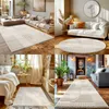 A collage of four lifestyle images showcasing a rug in different room settings. Produktbild-Vorschau