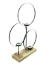 Windlicht Ringe Metall schwarz Holz Sockel 3 Gläser Produktbild-Vorschau 6