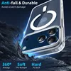 A clear phone case is shown with a graphic of a charging ring and the Apple logo, with debris flying around it to illustrate its durability. Podgląd zdjęcia produktu