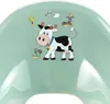 A close-up of a child's potty seat with a cartoon farm animal design. Voir les images du produit