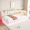 Gestoffeerd bed 90x200 cm, slaapbank met LED-verlichting, Productafbeelding-voorbeeld 2