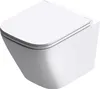 A white wall-mounted toilet with the lid closed, shown from a diagonal front-side angle against a white background. Produktbild-Vorschau