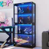 Merax skleněná vitrína s LED osvětlením, 4 dvířka, Náhled obrázku produktu 4