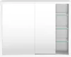 A white medicine cabinet with sliding doors and glass shelves. Produktbild-Vorschau