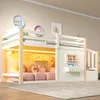 Kinder Hochbett mit Fenster, LED Leiter, Stauraum, Kiefer, Produktbild-Vorschau 4