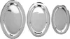 Three oval-shaped stainless steel serving platters of different sizes are displayed side-by-side against a white background. Produktbild-Vorschau