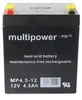 Multipower MP4.5-12 Blei Akku 12 Volt mit 4,8mm Faston Produktbild-Vorschau 5