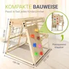 A wooden mini climbing frame for children with various play elements, shown indoors on a light wooden floor. Podgląd zdjęcia produktu