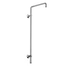 A chrome shower arm and vertical support mounted on a white background. Podgląd zdjęcia produktu