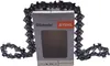 A chainsaw chain is draped over and around a Stihl branded product box. Produktbild-Vorschau