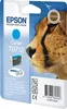 The image shows the retail packaging for an Epson T0712 cyan ink cartridge, featuring a close-up of a cheetah's face. Produktbild-Vorschau