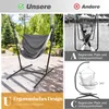 A split image showing a hammock chair and comparative marketing graphics. Náhled obrázku produktu