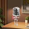 Vintage mikrofon kytara robot stolní lampa hliník retro kov Náhled obrázku produktu 2