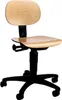 A studio shot of an office chair with a wooden seat and backrest, on a white background. Anteprima dell’immagine prodotto