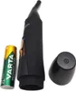 A close-up product shot of a black precision trimmer, a Varta battery, and a cap, all placed on a white background. Podgląd zdjęcia produktu