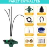 A collage of product components and the assembled sprinkler system. Produktbild-Vorschau