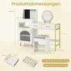 Kosmetický stolek COSTWAY se stoličkou, LED zrcadlem a Náhled obrázku produktu 3