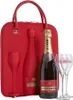 A red gift set containing a bottle of Piper Heidsieck champagne, two champagne flutes, and a red carrying case. Produktbild-Vorschau