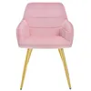 A pink velvet accent chair with gold metal legs, shown from the front. Náhľad obrázku produktu