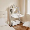 SoBuy Wandklapptisch FWT105-II-W als Schminktisch im Schlafzimmer mit Kosmetikartikeln auf den Regalen Anteprima dell’immagine prodotto