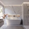 Ambiente Bild einer weißen Badewanne in Seitenansicht in hellem, modernem Badezimmer. Produktbild-Vorschau