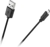 A black USB cable with a standard USB-A connector on one end and a micro-USB connector on the other, presented against a white background. Náhled obrázku produktu