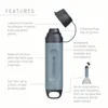 A LifeStraw water filter bottle with its features highlighted by text and lines. Podgląd zdjęcia produktu