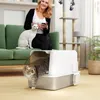 PawHut kattenbak, roestvrij staal, XXL, met deksel, bak en Productafbeelding-voorbeeld 2