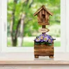 Relaxdays Deko Vogelhaus mit Blumentopf, Tannenholz, Produktbild-Vorschau 2