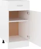 A white cabinet with one drawer and an open door revealing shelves. Náhľad obrázku produktu