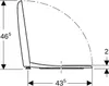 A technical drawing of a toilet seat with dimensions indicated. Anteprima dell’immagine prodotto