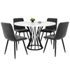 A round dining table with four chairs, set against a white background. Náhled obrázku produktu