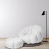 MENZZO Pouf design fleur Arielina Tissu bouclette Blanc Voir les images du produit 3