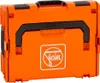 An orange tool case with a black handle and a white logo. Produktbild-Vorschau
