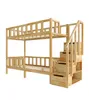 A wooden bunk bed with stairs and storage drawers, shown against a white background. Podgląd zdjęcia produktu