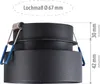 A close-up view of a black recessed light fixture with measurement annotations. Produktbild-Vorschau
