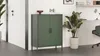 A green cabinet with double doors stands in a well-lit room, next to a door and a large potted plant. Náhľad obrázku produktu