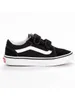 A side view of a black Vans Old Skool V sneaker with white accents and velcro straps, presented on a white background. Voir les images du produit